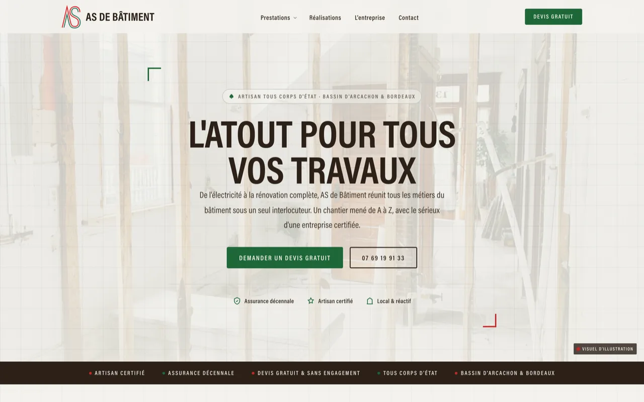 Capture du site internet As de Bâtiment