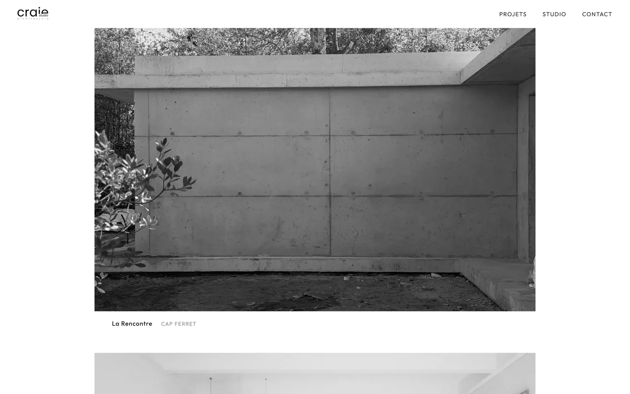 Capture du site internet Craie Studio Architecture