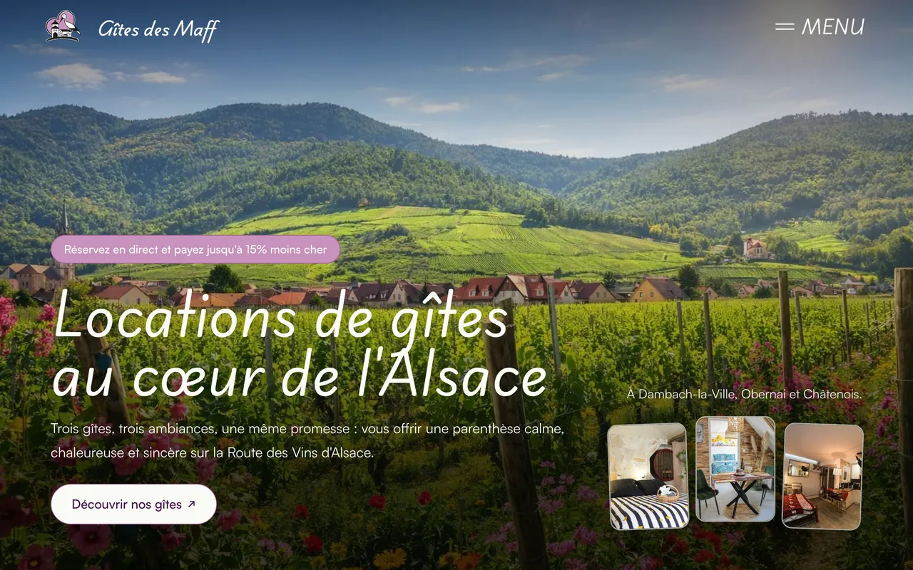 Capture du site internet Gîtes des Maff